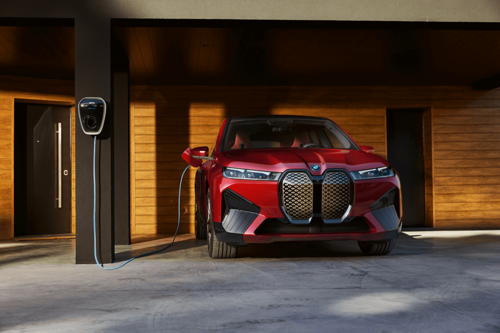 Red BMW iX Charging
